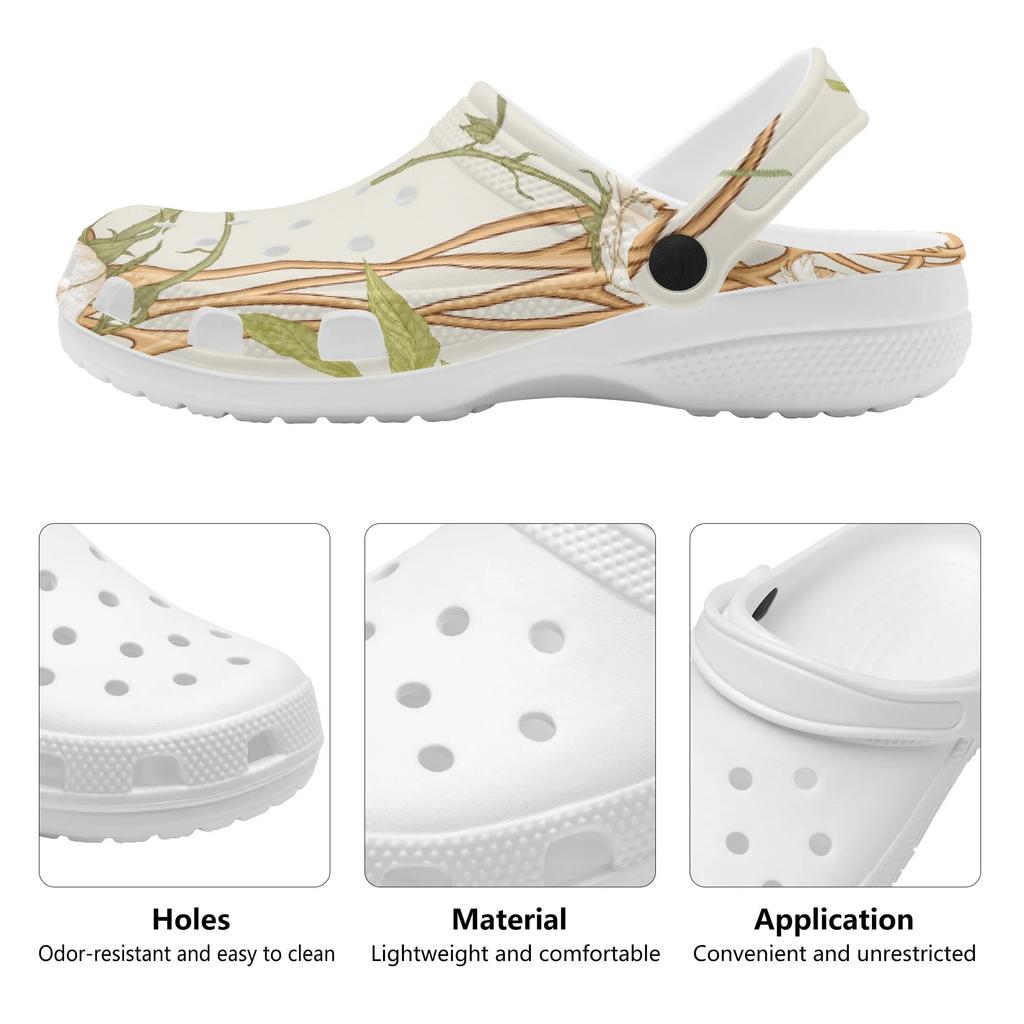 For Women Men Trendy Printed EVA Clogs Easy Clean Soft Sole Slip On Garden Shoes Beach Pool Bathroom Home Beach Sandals Home Use
