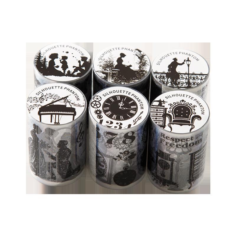 Beautiful Day Die-cut Retro Silhouette PET Tape: Scenery Decor for Journals & Phone Cases