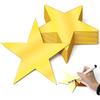 24 Pcs Gold Paper Stars Decoration, 5.9 Inch Golden Star Decor Double Sided Star Cutouts Glitter Printed Stars for Bulletin Poster Boards Wall Board