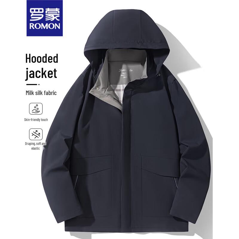 

ROMON Men s Detachable Hood Casual Business Jacket 7J205603 L (175)