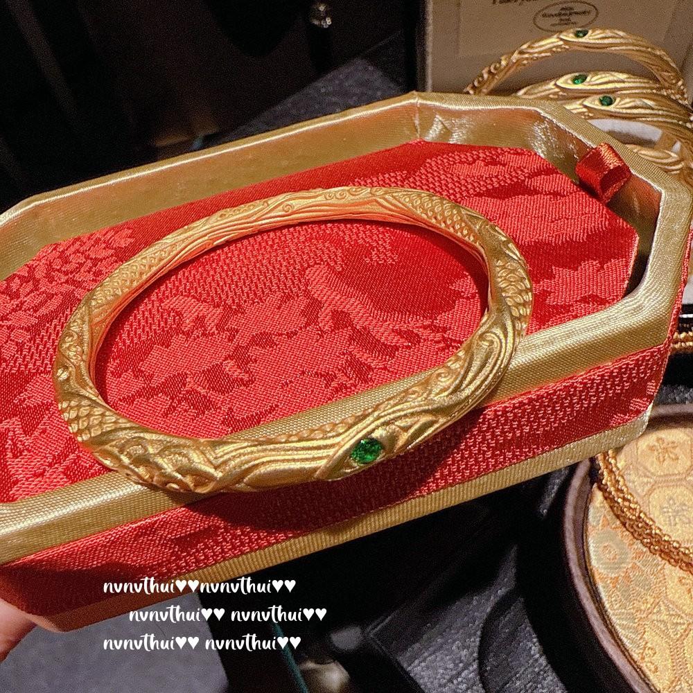 Ancient Gold Filigree Chiseled Qiankun Ring Bracelet, New Chinese Style, Hammer And Lion Enamel Necklace, Set.