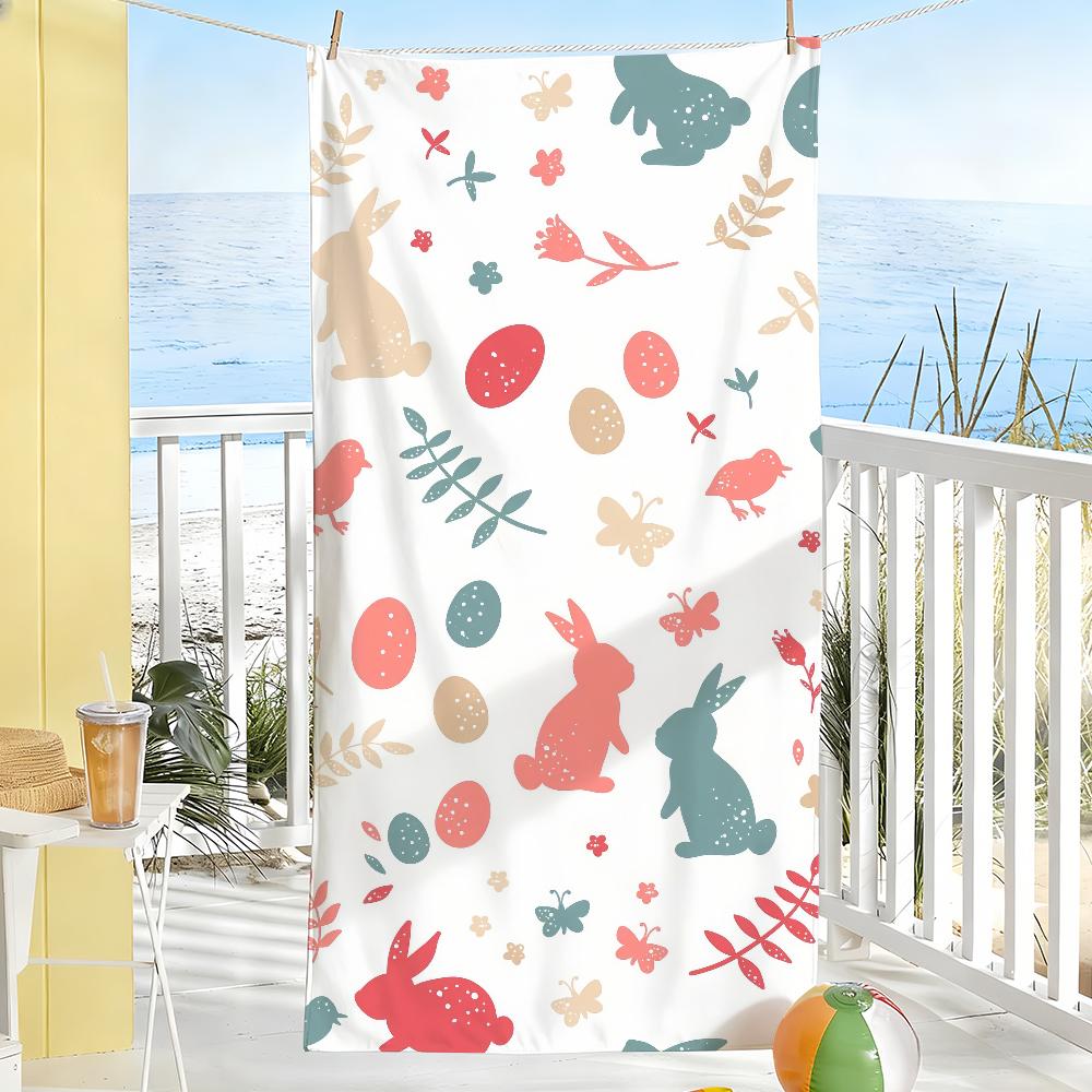 

Happy Easter Day Towel Soft Pool Gift For Travel Gym Shower Camping Quick Dry Sports Large Beach Towels W30*H60(CM)