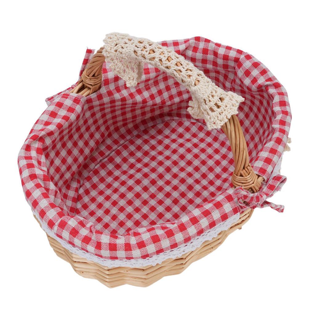 Picnic Basket with Removable Liner Hand Woven Empty Picnic Hamper Basket with Handle for Easter Camping Wedding Gathering