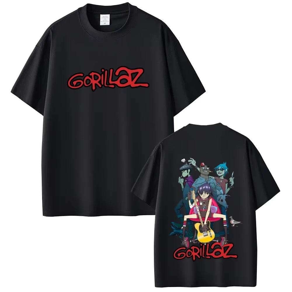 

Men Women Hip Hop Gothic Pop Music Short Sleeve Rock Band Gorillaz Graphic T-shirt High Quality Soft Cotton Tshirt S
