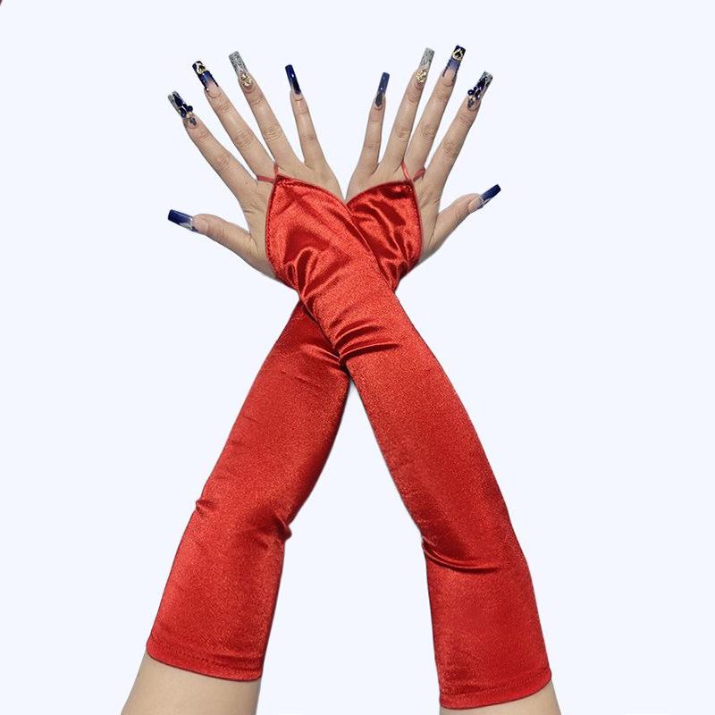 1920er Jahre Maskenball Satinhandschuhe - Lang, Haken & Ösenverschluss, Sonnenschutz, Ideal für Brautfotos & Hochzeitskleider