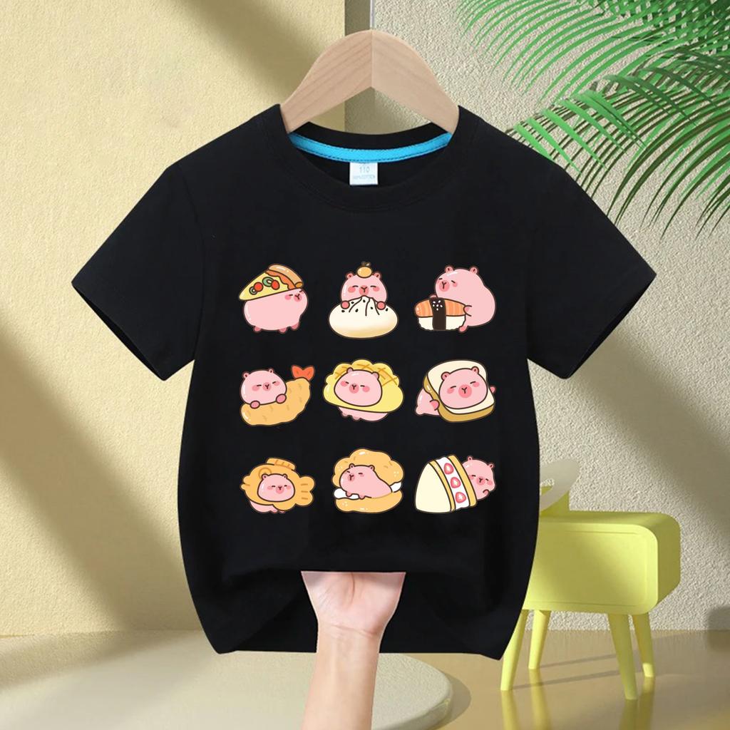 2025 Summert Shirt  New Trend Capybara Printing Cute Children's Short-Sleeved T-Shirt Cute Comfortable Versatile Boy and Girl T-Shirt