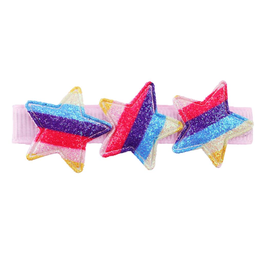 Glitter Star Hair Clips for Girls Sparkly Rainbow Clips Kids Hairpins Star Shaped Hair Barrettes Headwear Hair Accessories