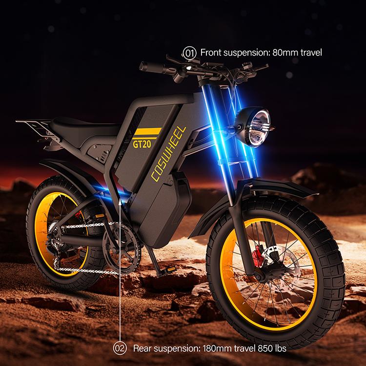 COSWHEEL GT20 Max Ebike 1500W 48V40AH Electric Motorcycle Max 145 Miles Fat Tire Mountain Electric Bike Adult Off-Road Bicycle