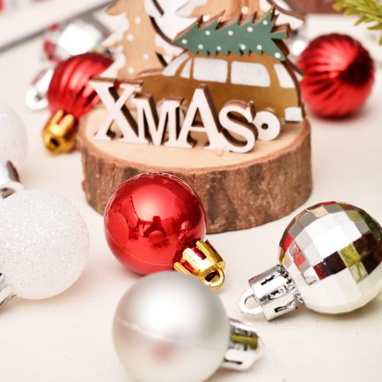 30 Pcs Mini Christmas Ball Ornaments Set 1.81 Inch Plastic Christmas Ball Hanging Ornaments with Glitter Tree Topper Star for Holiday Wedding Birthday