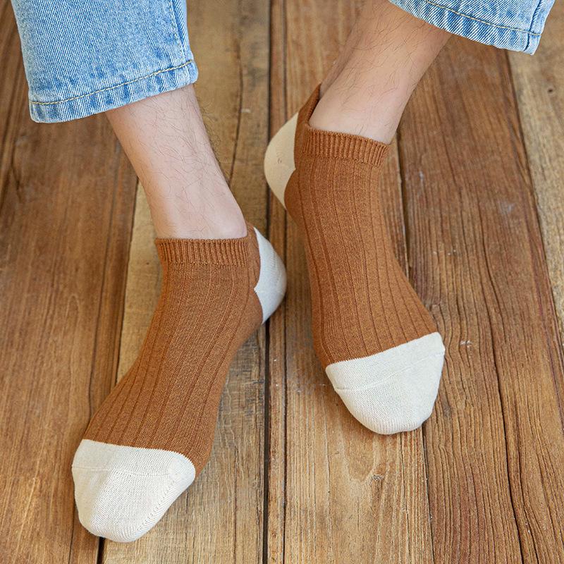 Men's Casual Boat Socks: Sweat-Absorbent, Anti-Drop Heel, Deodorant, Anti-Pilling Combed Cotton.