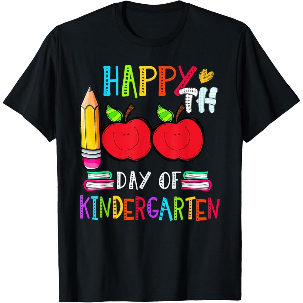 Happy 100th Day Of School Kindergarten 100 Days of school Cotton Men T Shirt 4XL чёрный