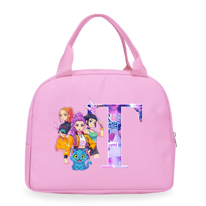 Trend Kpop Anime Cartoon Peripheral 26 Letter Printing Bento Bag Commuter Portable Lunch Box Bag