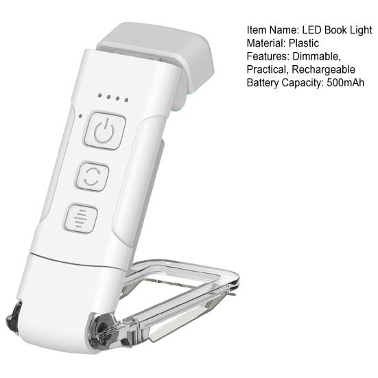 LED Book Light Reading Lamp 3 Color Temperatures Dimmable Eye-Friendly Flicker-Free Super Bright USB Rechargeable Clip-on Lamp