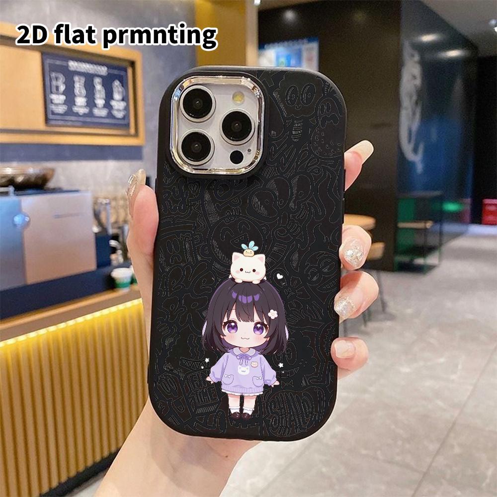 Phone Case: 2D Flat Design Suitable for iPhone 18 17 16 15 14 13 Pro Protective Case, Couple Style, Short-haired Little Girl, Christmas and Halloween