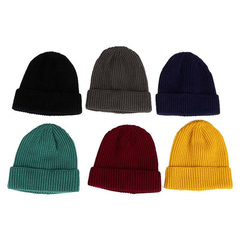 Unisex Fashion Solid Color Beanie Hat Stretch Soft Knit Cotton Cap Winter Warm Hat Couple Hat