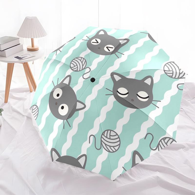 1pc Cats and Yarn Pattern Umbrella with Plastic Handle,Suitable for All Seasons UmbrellaPT455