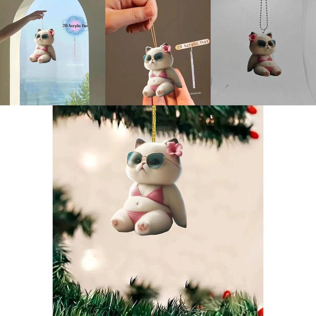 Modern Acrylic Cat Bikini Car Hanging Decoration Charming Interior Ornament