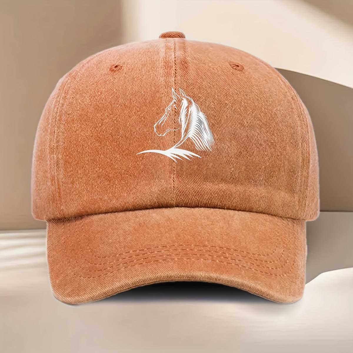 White Horse Line Drawing Printed Pattern Baseball Cap Outdoor Sports Peaked Cap оранжевый