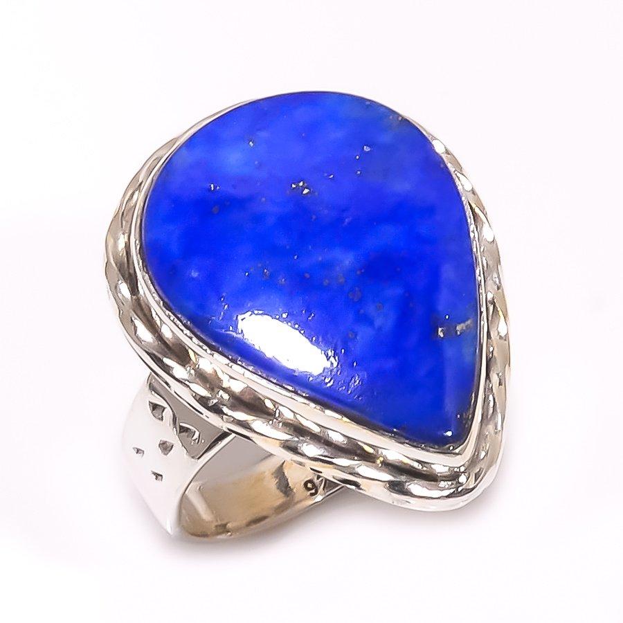 Natural Lapis Lazuli Gemstone Handmade 925 Solid Sterling Silver Ring S.7 U9j64