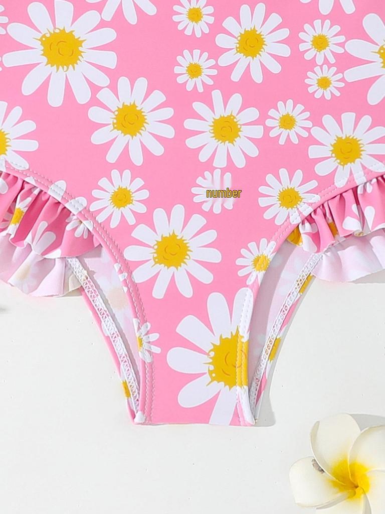 2026 European Girls' Printed One-Piece Swimsuit for Toddlers