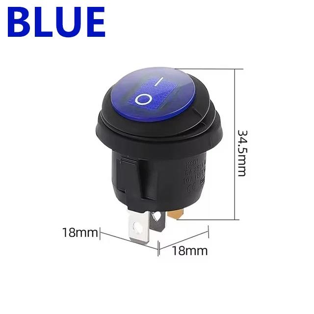 5PCS ON OFF Waterproof Vehicle Boat Switch 12V 220V Round Switch SPST 3Pin Rocker Switch 6A 10A 250V 125V AC LED