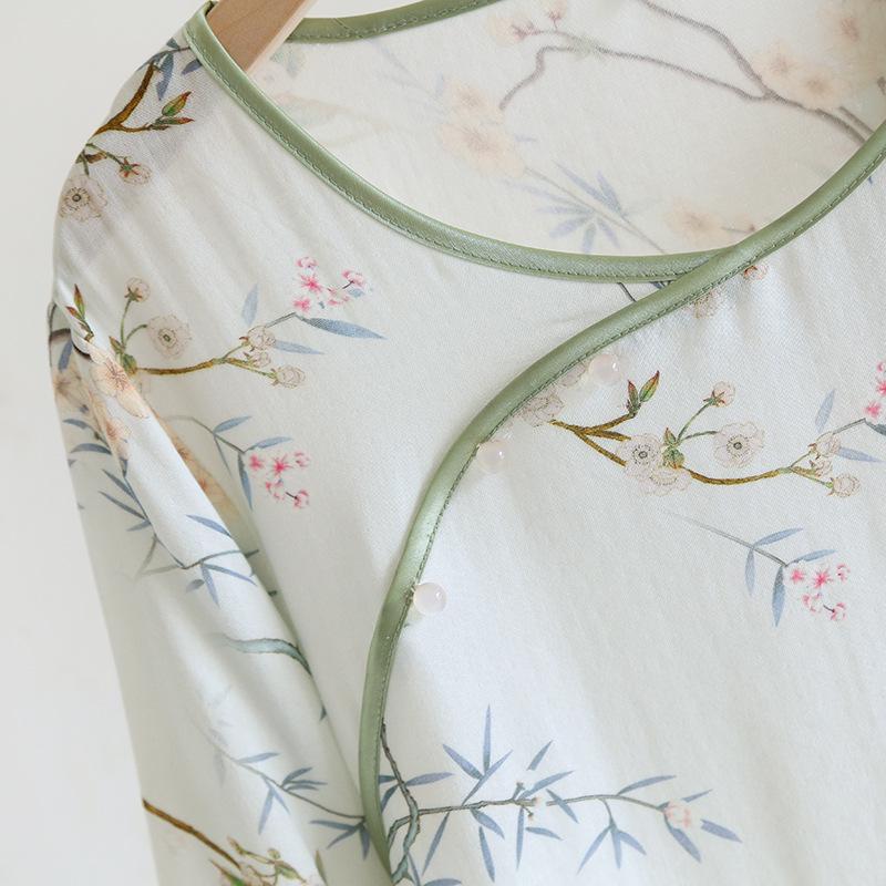 Women's Bamboo Fiber Chinese Style Pajama Set - Spring/Summer Cool Comfort