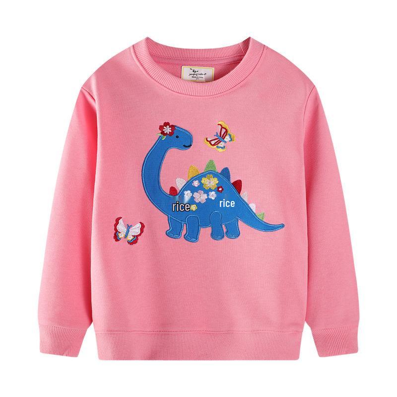Europejskie i Amerykańskie Bluzy z Kapturem dla Dzieci z Haftowanymi Dinozaurami na Jesień