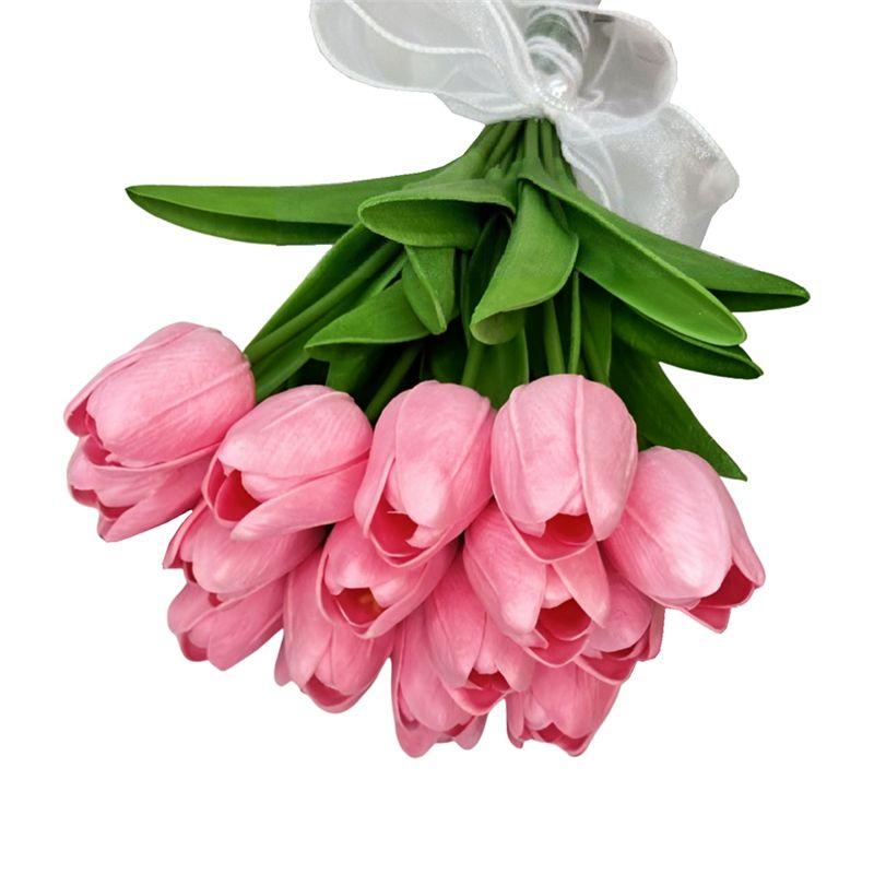 M-Modern-Artificial Tulip Flowers, Bouquet, 15 Artificial Tulip Flowers, Valentine s Day Gift розовый