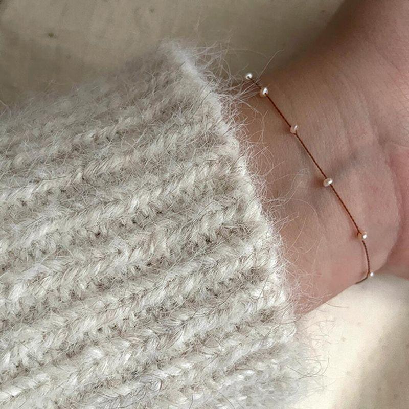 

[Поисковый свет] Пресноводный жемчуг Очень тонкий красный плетеный браслет в стиле ретро с высоким чувством стиля Браслет-талисман для девушек-близнецов, год судьбы A section [hand-woven]]