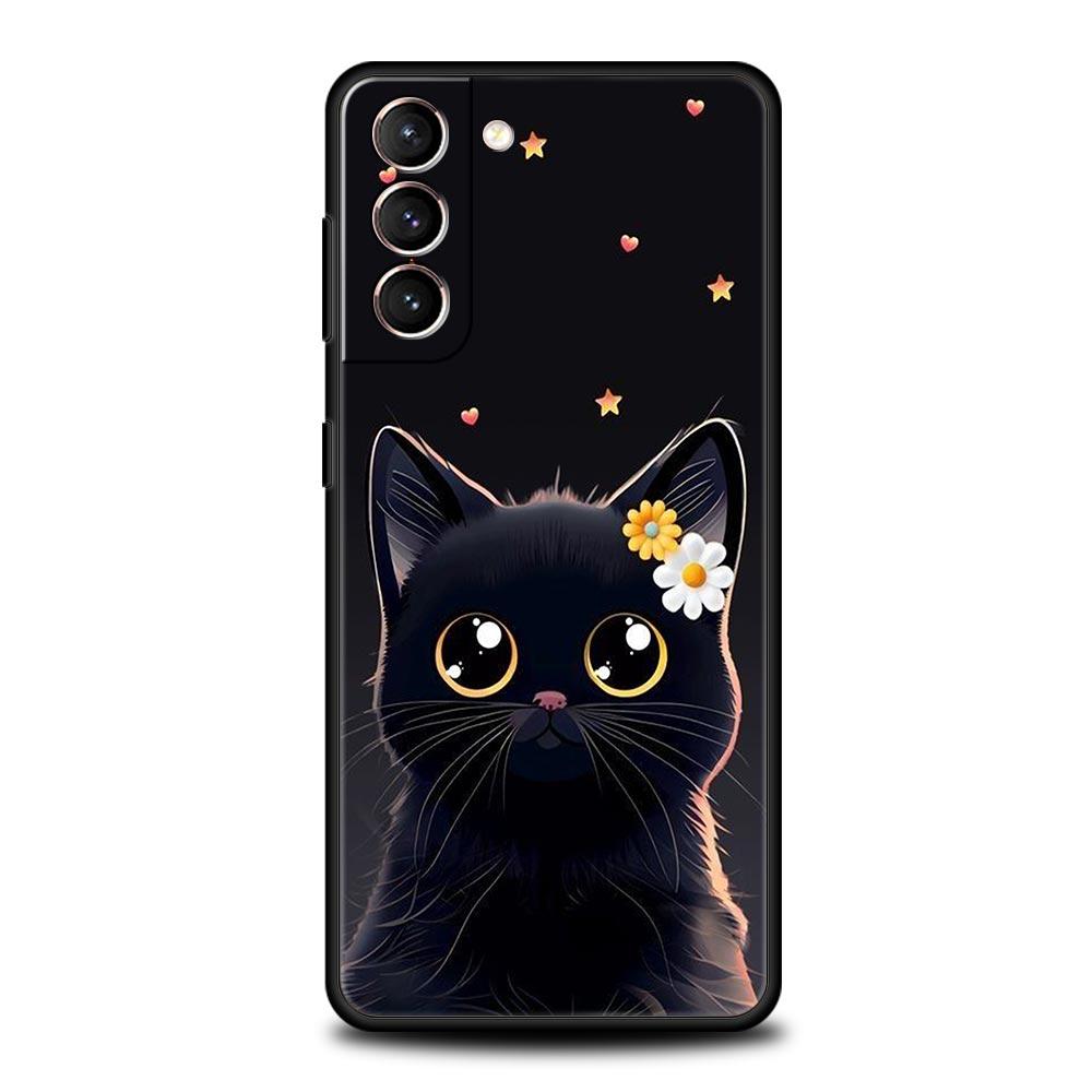 cartoon lovely cat Art fashion Phone Case For Samsung Galaxy S24 S23 S22 S20 Ultra S21 FE 5G S10 S9 Plus S10E S8 Silicone Cover