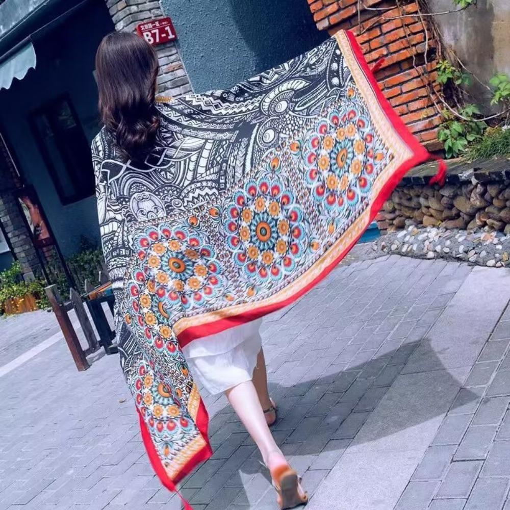 Chaka Salt Lake Great Northwest Tourism Ethnic Style Scarf Silk Scarf Women'S Summer Seaside Beach Shawl Sunscreen Thin