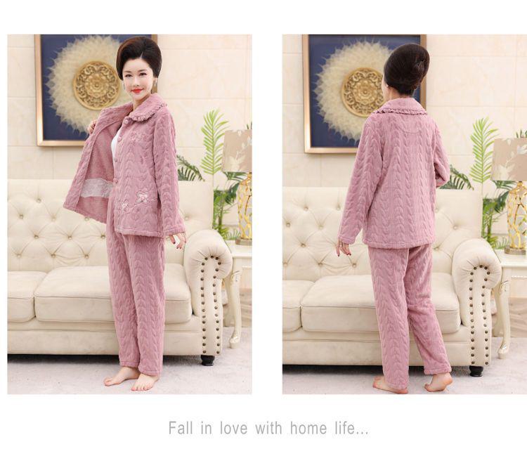 Mamas Schlafanzug: Damen Übergröße Korallenfleece Winterset - Warme Outdoor-Homewear für Mittelalte & Ältere