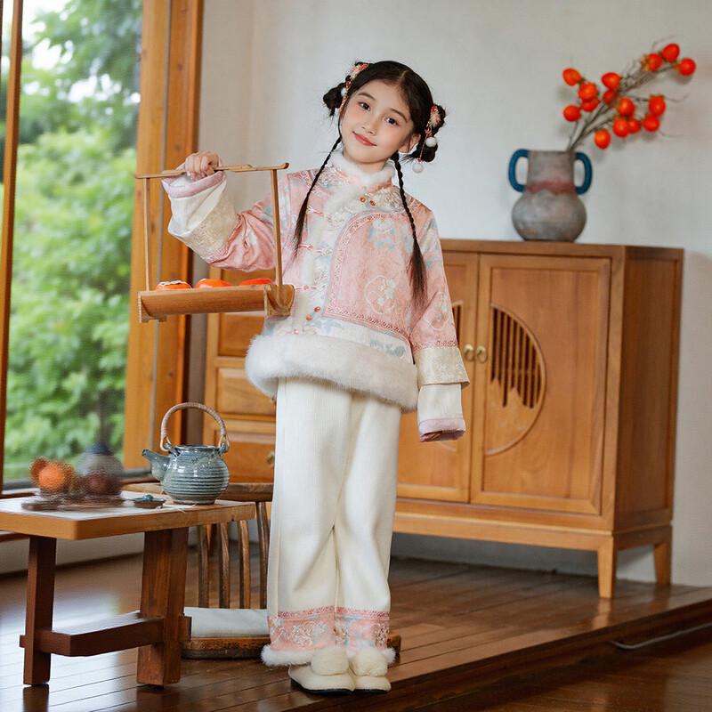 Huatiancai "Shishi Ruyi" Girls' Hanfu Tang Suit Set