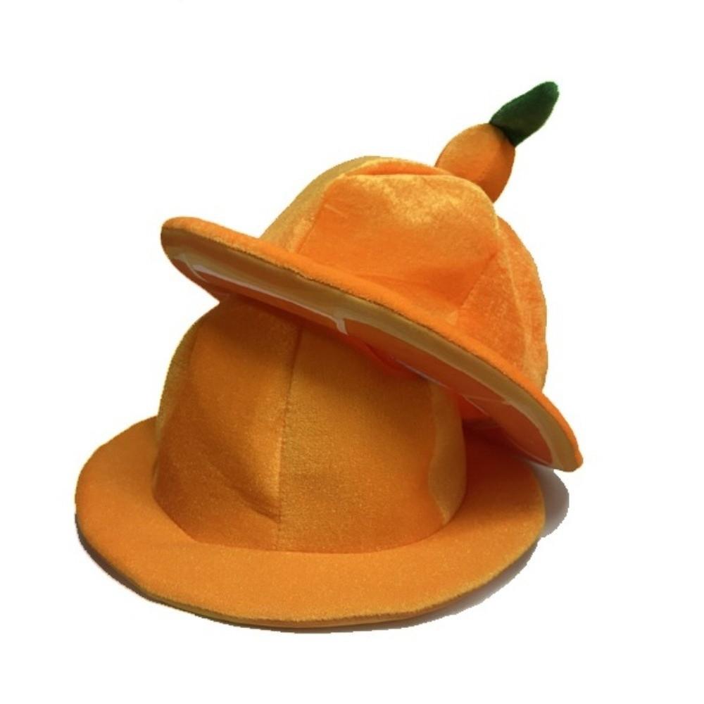 Comfortable Plush Orange Hat Cute Halloween Cap Costume Accessories Bucket Hat Festival Event