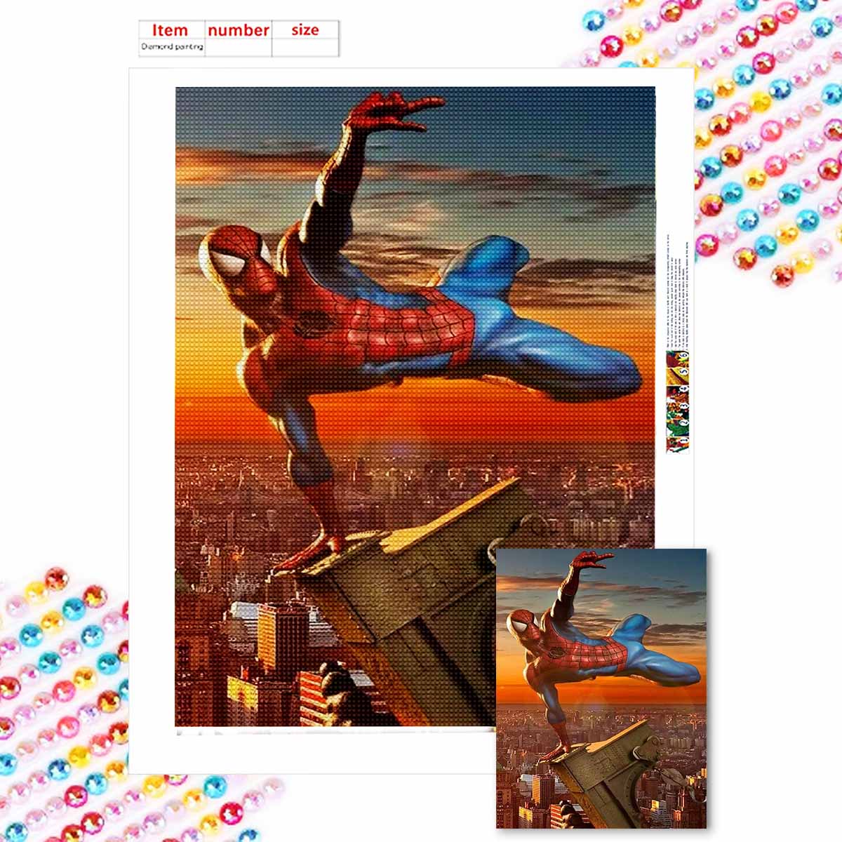 

Full Round Diamond Painting Handsome Spider-Man Art Rhinestone Picture Mosaic DIY 5D Cross Stitch Embroidery Home Decoration Round 20x30cm