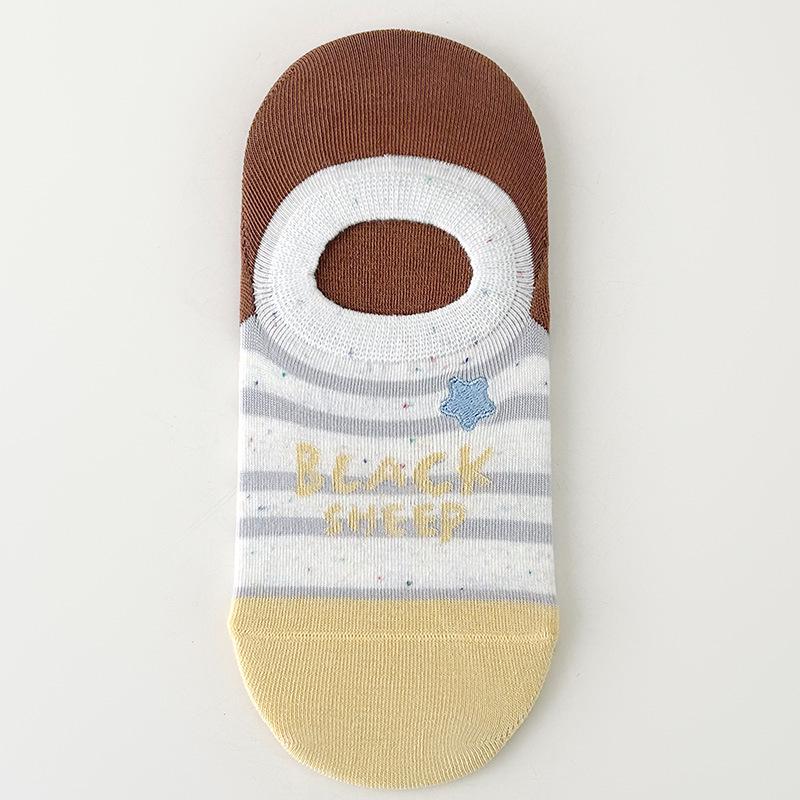 Women s 2026 Anti-Odor Cotton No-Show Socks - Non-Slip, Low Cut, Thin, Embroidered Boat Style One Size серых полос