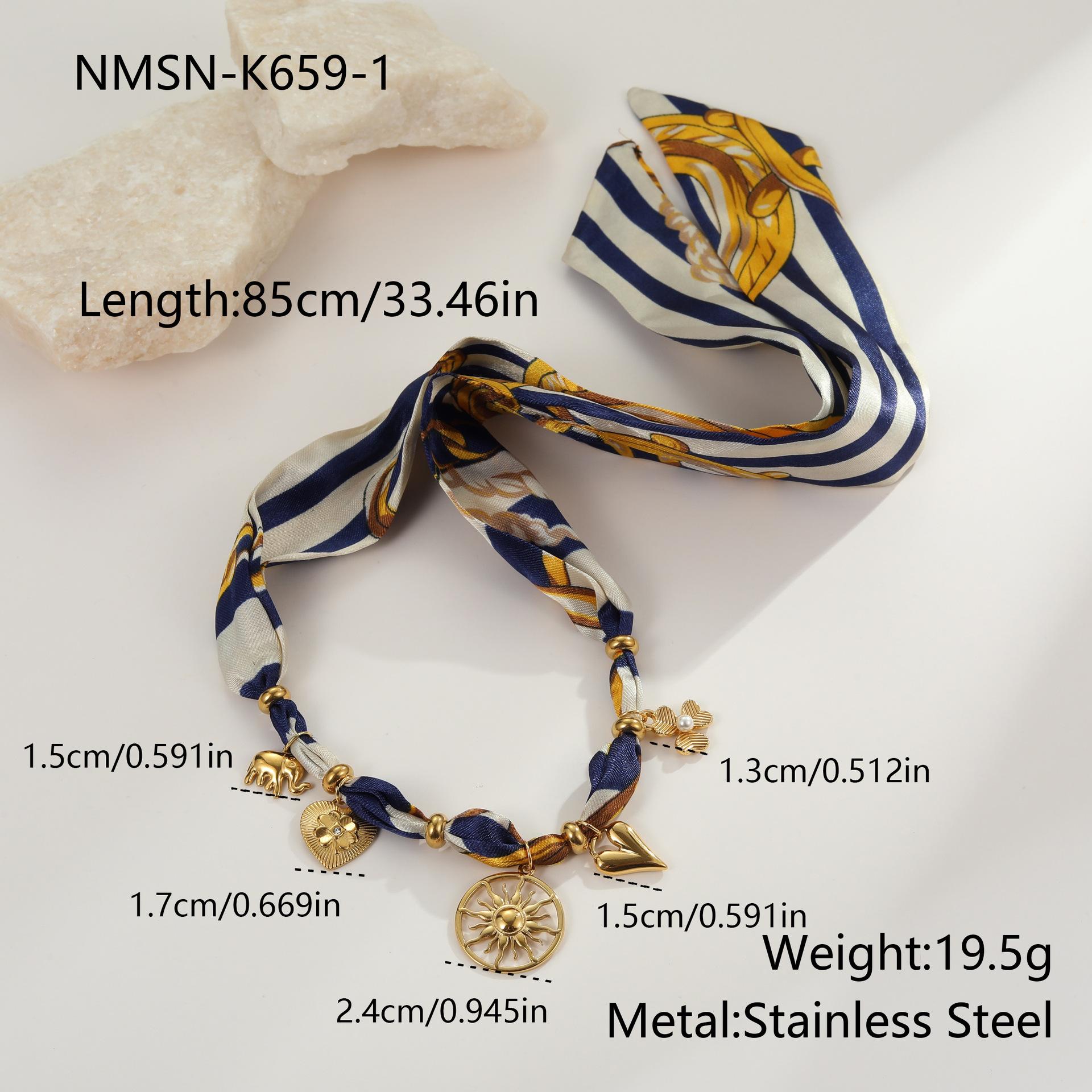 GEMCHIC Women s Retro Silk Scarf Necklace with Tiger Eye Stone and Stainless Steel Pendants