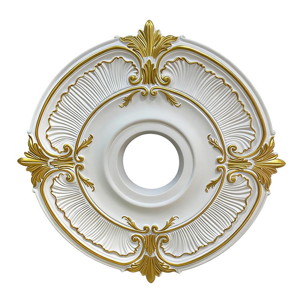1pc PU Ceiling Medallion Decorative Ceiling Chandelier Medallion 33.5/45.5cm With Gold Accent Round Home Lighting Base