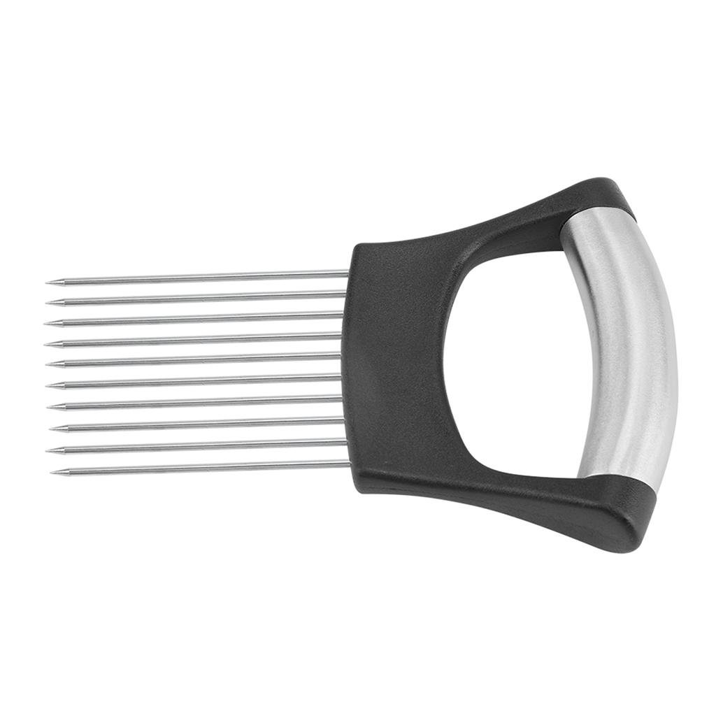 Stainless Steel Onion Holder Fruits Veg Meat Cutter Slicer Peeler Chopper with 10 Prongs
