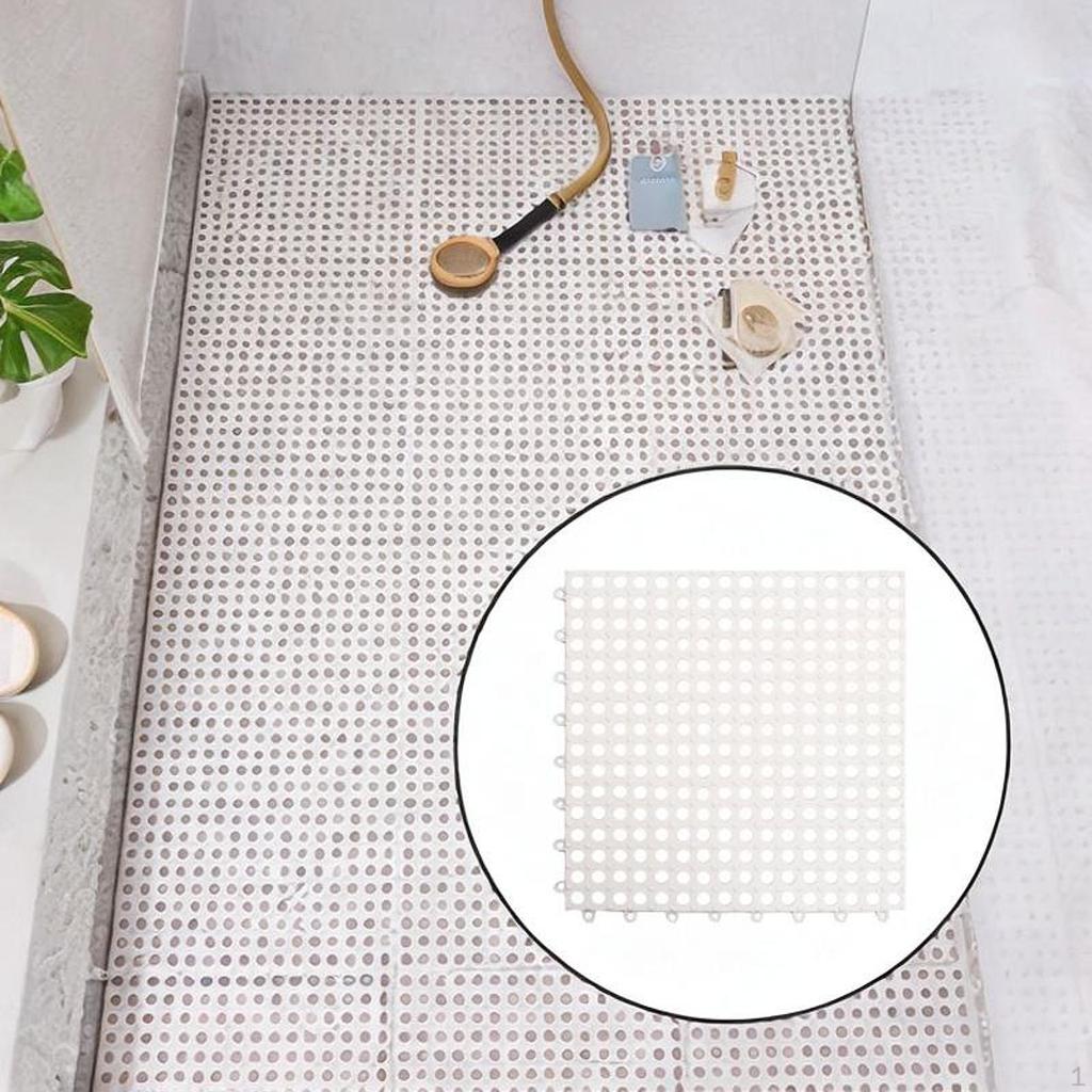 Bath Mat Carpet Splicing Cushion with Drain Hole for Deck, Patio, Kitchen, Balcony,
