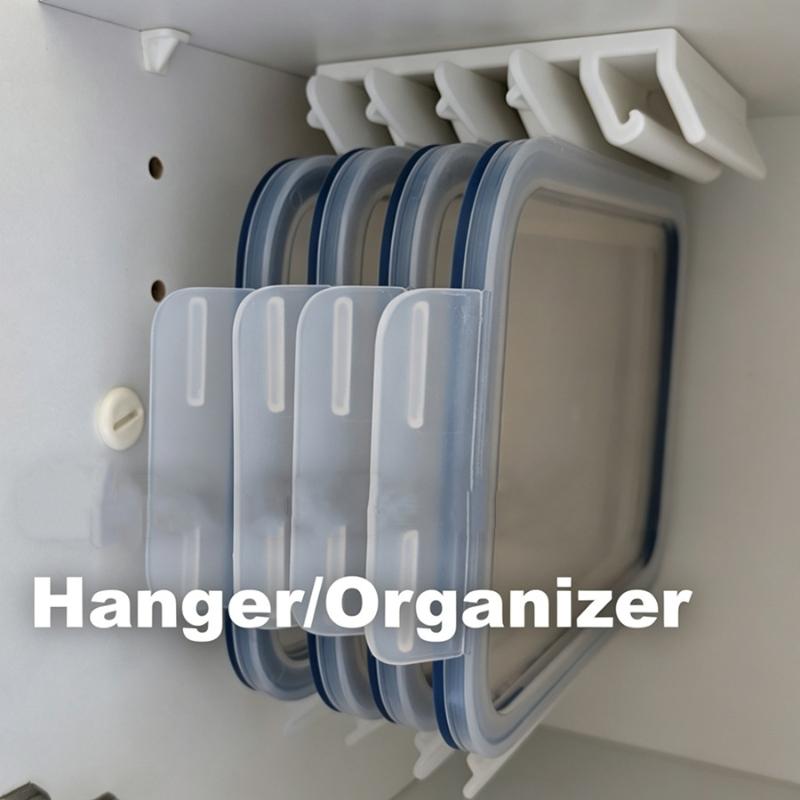 Under Cabinet Food Container Lid Organizer Drill Free 4 Slots Multifunctional Kitchen Storage Holder for Pantry RV Apartment