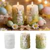 Easter Candle Mold Silicone Embossed Bunny Floral Pattern Cylindrical Candle Making Mold Easter Party Supplies