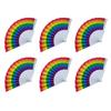 6pcs Rainbow Fan Colorful Rainbow Pride Handheld Fan Party Decor Hand Rainbow Folding Fans 7 Inch Dance Fan Gay Pride Fan