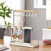 Modern Metal 2 Tier Tabletop Bracelet Necklace Jewelry   Display Tree Rack with Tray