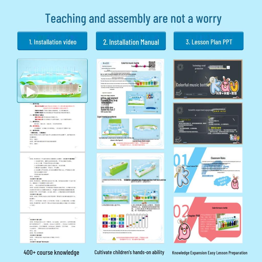 Colorful DIY Music Bottle Instrument Set for Students and Children - Handmade Creative Teaching Aid for Science Experiments