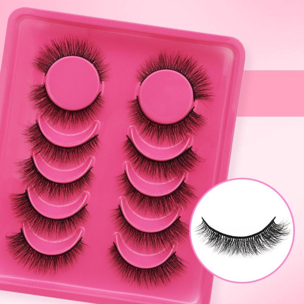 6 Pairs 3D Faux Mink False Eyelashes Black Band Eye Lashes Handmade Lashes Eyelash Extension