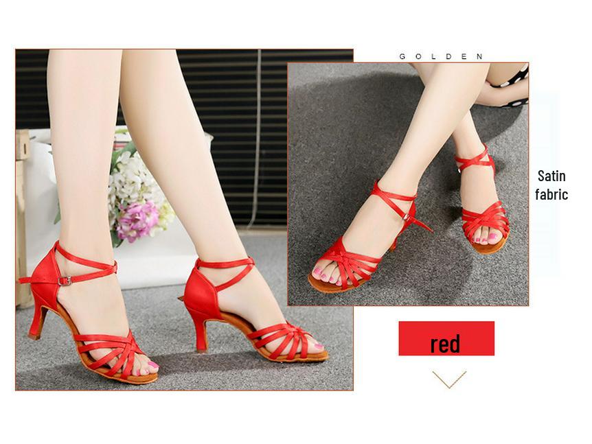 Damen Latein Tanzschuhe, Mittlerer Absatz, Abriebfest, Weiche Sohle, Hoher Absatz, Damen Performance Schuhe für Innen