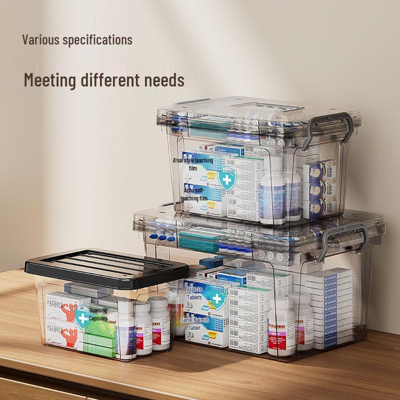 Portable Household Medicine Box with Multilayer Partition and Large Transparent Capacity