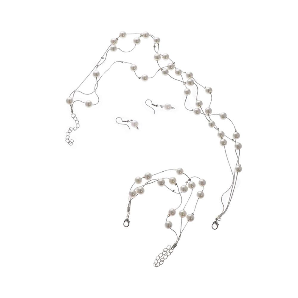 Beaded Wedding Earrings Multilayer Bridal Set Necklace Earrings Sets Jewelry Sets Pearl Necklace