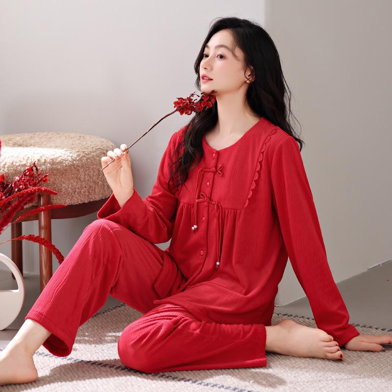 Island Fleece Pajamas Women'S Autumn And Winter Coral Fleece Long-Sleeved Winter Thin Fleece Loungewear Set